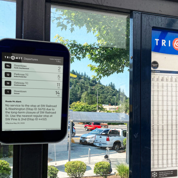 Connectpoint DBS13 in TriMet bus shelter